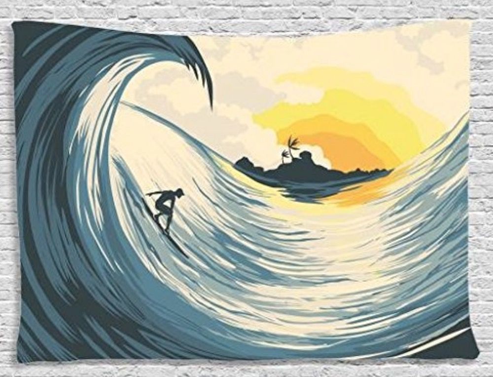 Surfing Human Beach Tapestry